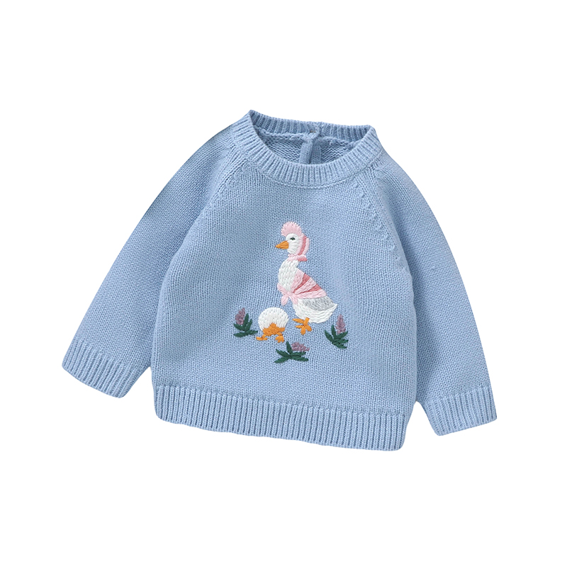 Baby Clothing Jumper - Autumn Baby Sweater Cute Embroideried Duck