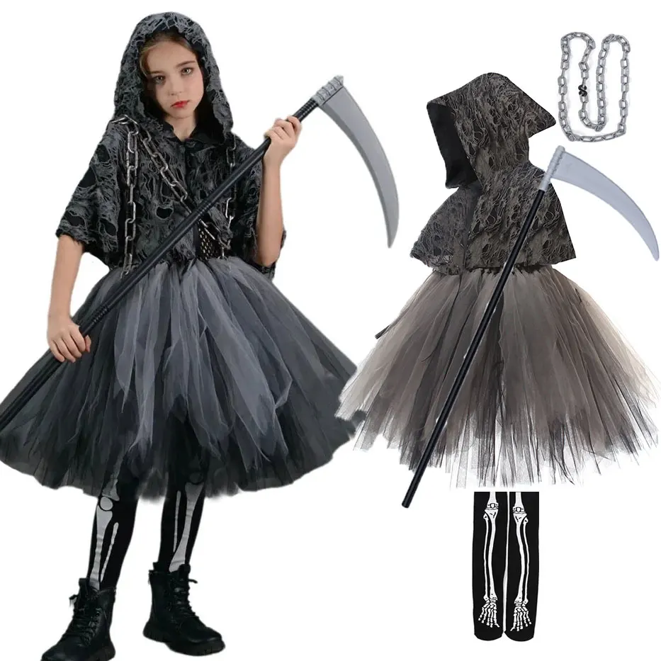 Baby Tutu Skirt - Kids Halloween Cosplay Scary Death Grim